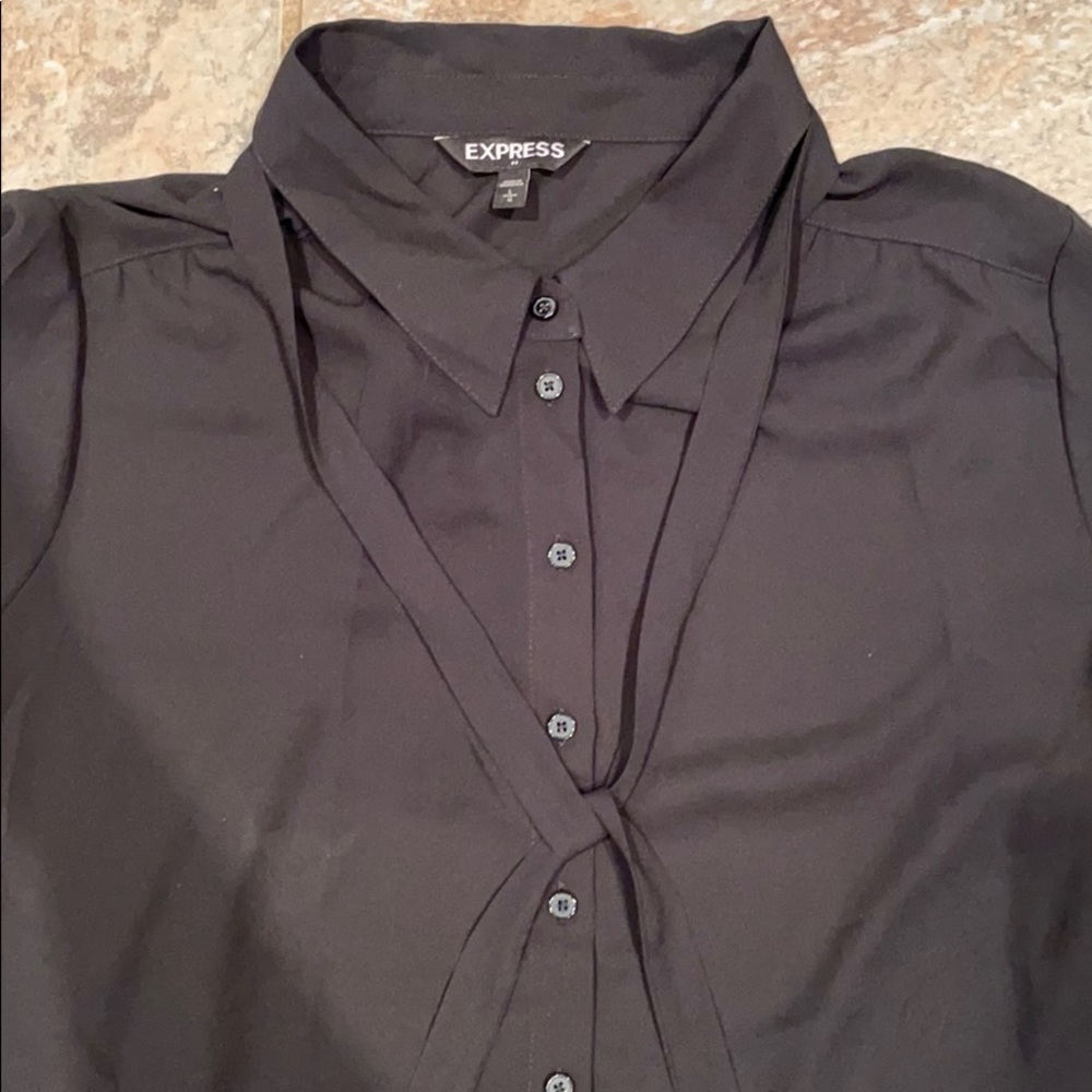 Express Sheer Black Button Down - image 3